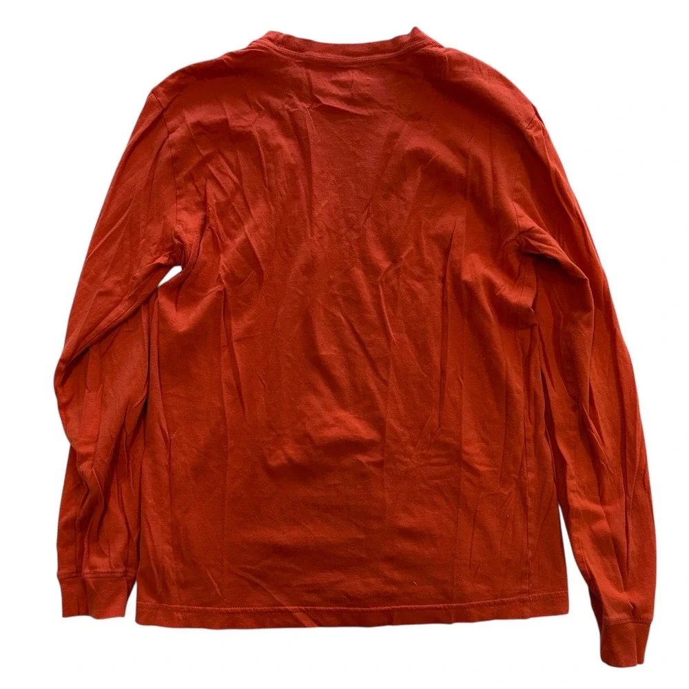The North Face Men's Longsleeve Tee Shirt Small Orange Logo Print‎ Cotton TShirt
